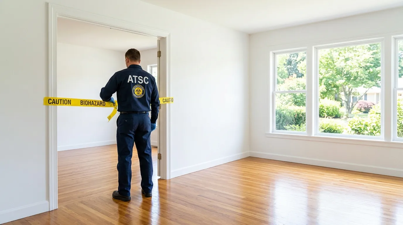 Certified biohazard cleanup crew performing Decomposition Cleanup in Smithfield